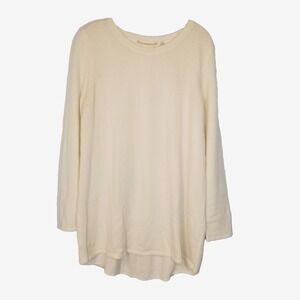Soft Surroundings Cream Sweater Chiffon Inset Wool Alpaca Round Neck Tunic Large